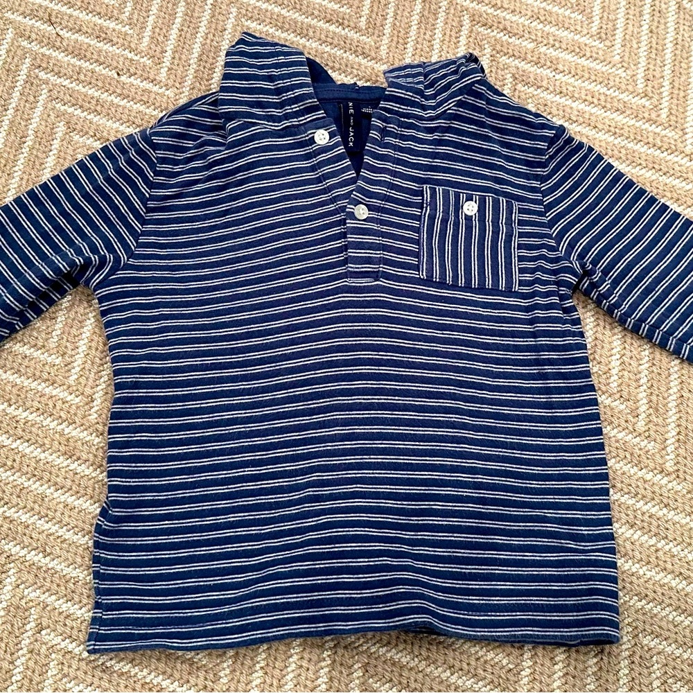 Janie and Jack Blue and White Hooded Pullover 3T